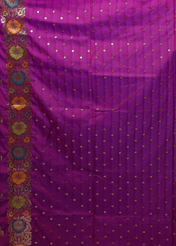 Purple Katan Silk Saree With Blouse Piece