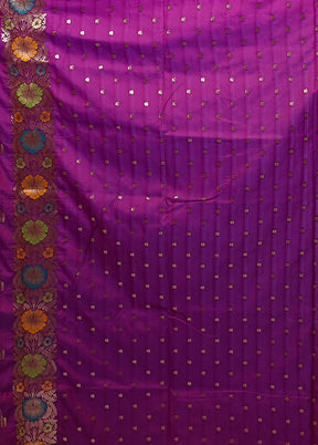 Purple Katan Silk Saree With Blouse Piece