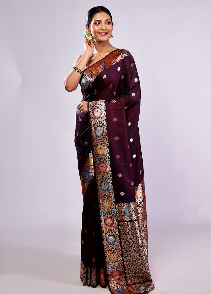 Maroon Katan Silk Saree With Blouse Piece