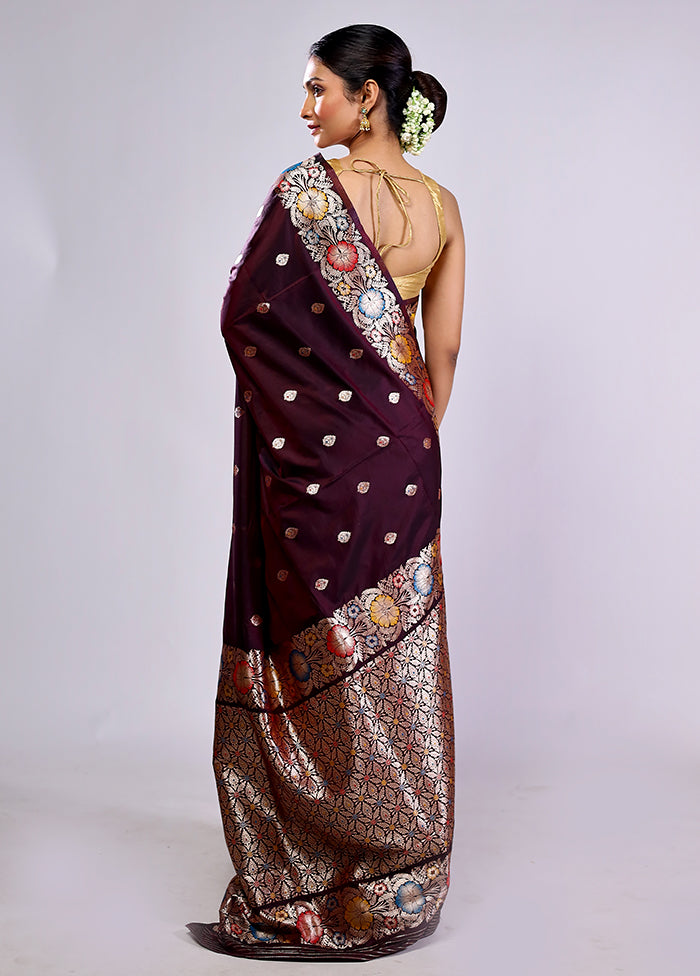 Maroon Katan Silk Saree With Blouse Piece