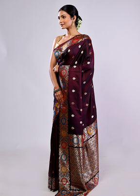 Maroon Katan Silk Saree With Blouse Piece