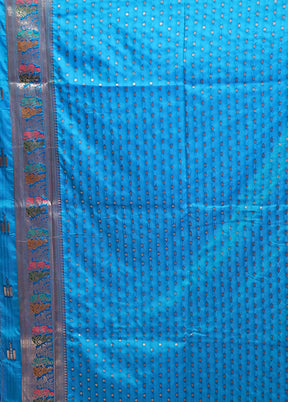 Blue Baluchari Silk Saree With Blouse Piece