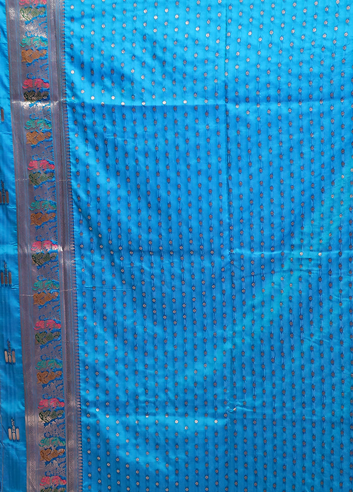 Blue Baluchari Silk Saree With Blouse Piece