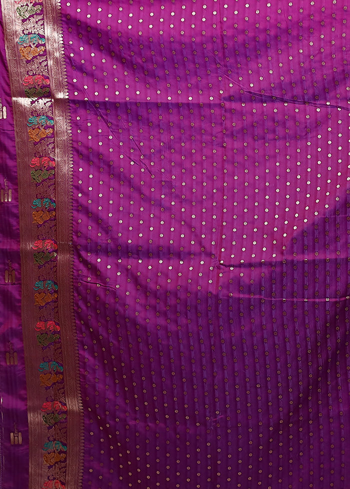 Purple Baluchari Silk Saree With Blouse Piece