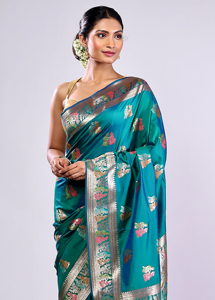 Green Baluchari Silk Saree With Blouse Piece