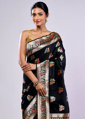 Black Baluchari Silk Saree With Blouse Piece