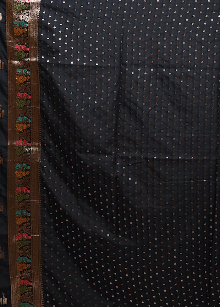 Black Baluchari Silk Saree With Blouse Piece