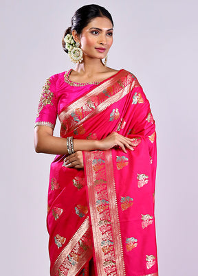 Pink Baluchari Silk Saree With Blouse Piece