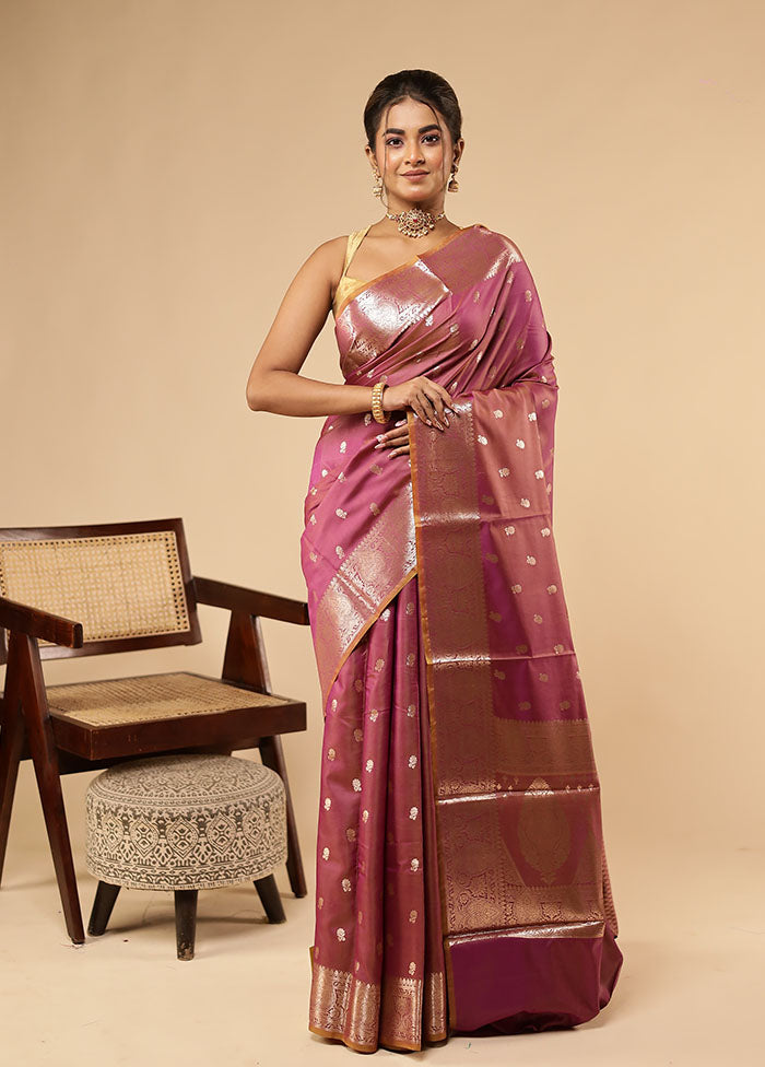 Purple Dupion Silk Saree With Blouse Piece
