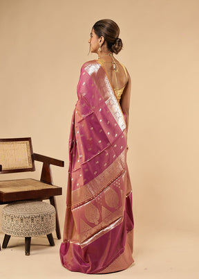 Purple Dupion Silk Saree With Blouse Piece