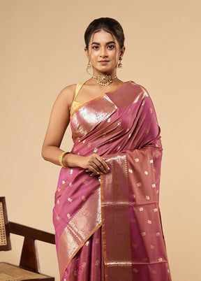 Purple Dupion Silk Saree With Blouse Piece