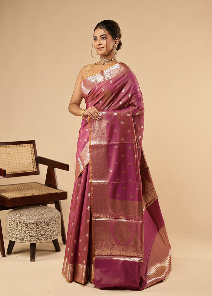 Purple Dupion Silk Saree With Blouse Piece