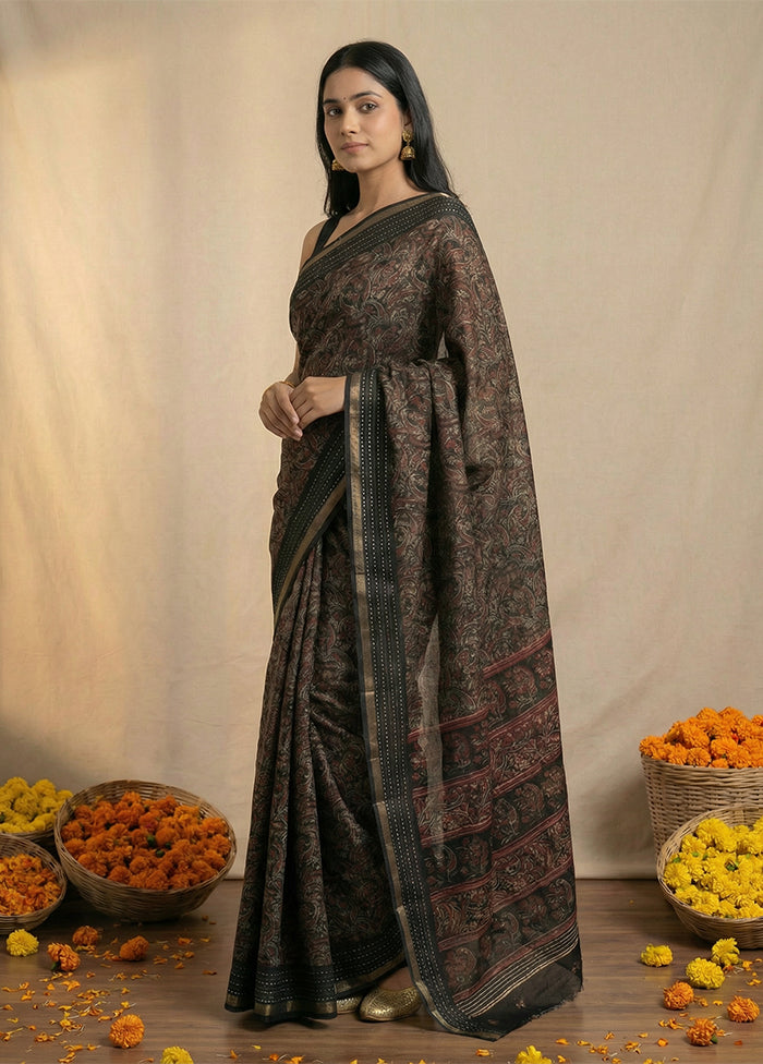 Black Dupion Silk Saree With Blouse Piece