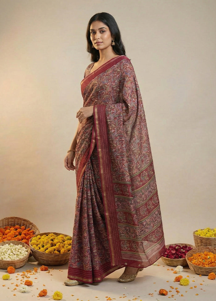 Purple Dupion Silk Saree With Blouse Piece