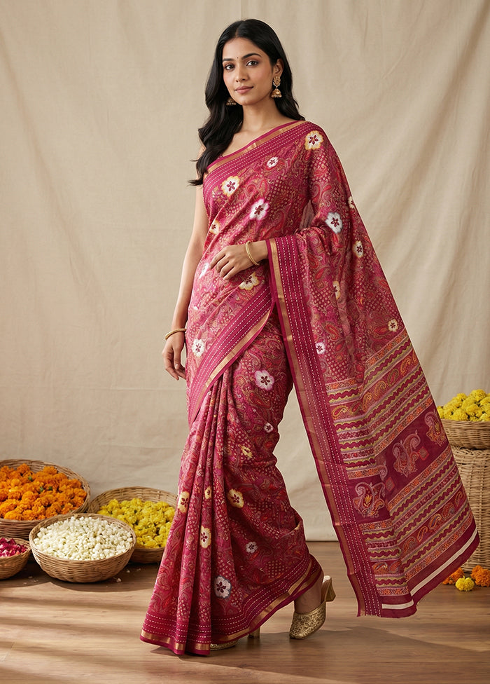 Purple Dupion Silk Saree With Blouse Piece