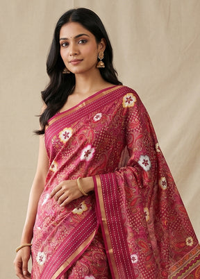 Purple Dupion Silk Saree With Blouse Piece