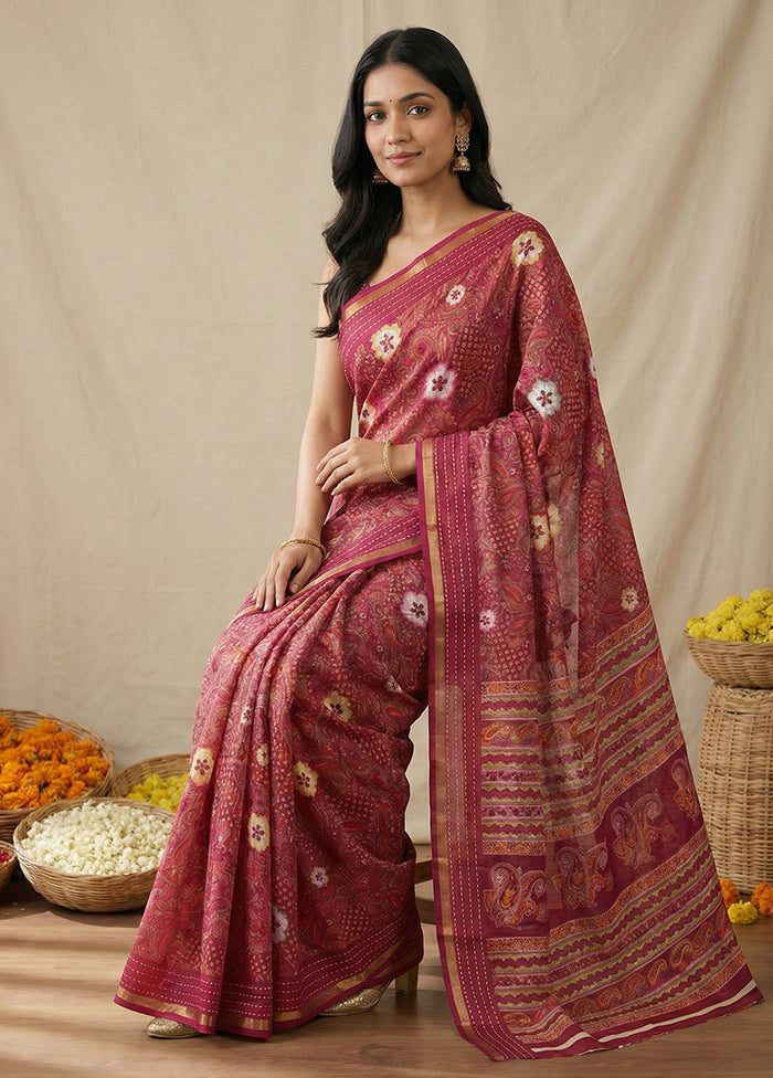 Purple Dupion Silk Saree With Blouse Piece