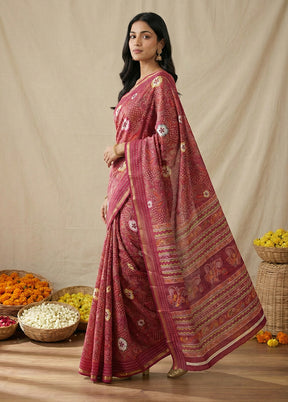 Purple Dupion Silk Saree With Blouse Piece