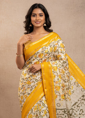 White Cotton Saree With Blouse Piece