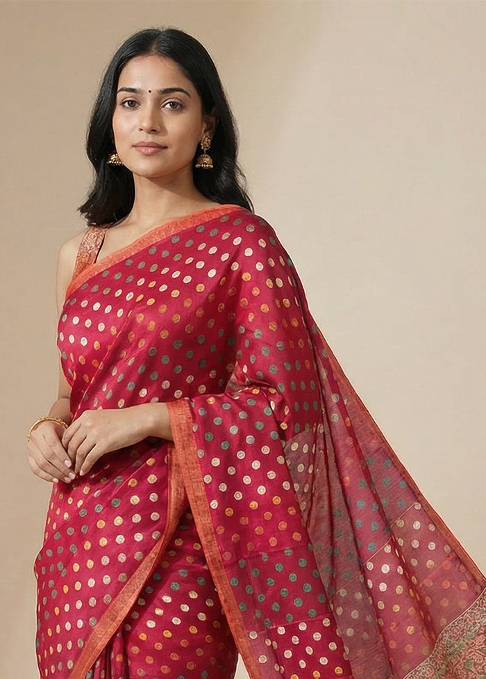 Purple Printed Silk Saree Without Blouse Piece