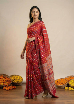 Pink Printed Silk Saree Without Blouse Piece