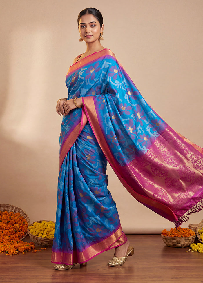 Purple Dupion Silk Saree With Blouse Piece