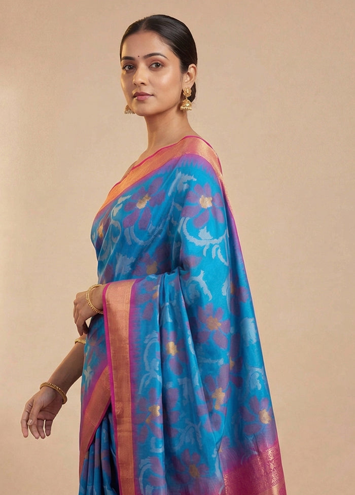 Purple Dupion Silk Saree With Blouse Piece