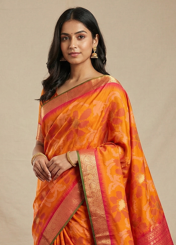 Pink Dupion Silk Saree With Blouse Piece