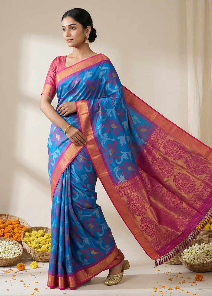 Purple Dupion Silk Saree With Blouse Piece