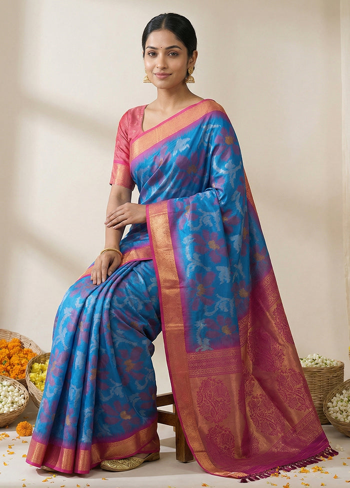 Purple Dupion Silk Saree With Blouse Piece
