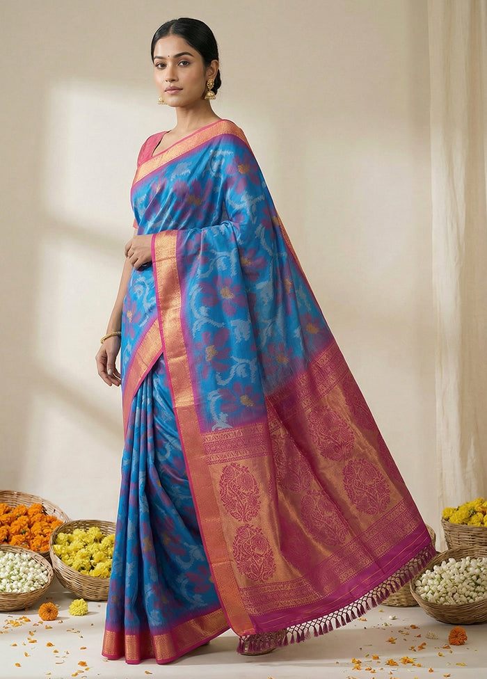 Purple Dupion Silk Saree With Blouse Piece