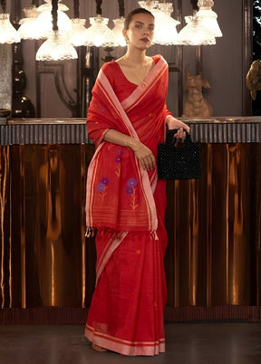 Red Matka Silk Saree With Blouse Piece