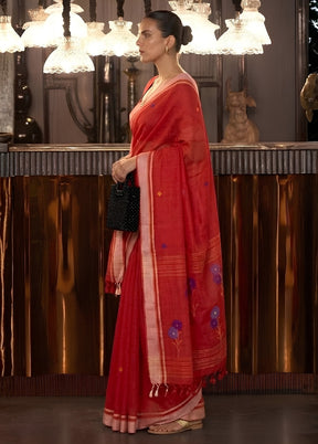 Red Matka Silk Saree With Blouse Piece