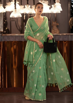 Green Matka Silk Saree With Blouse Piece