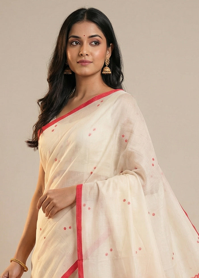 White Matka Silk Saree With Blouse Piece