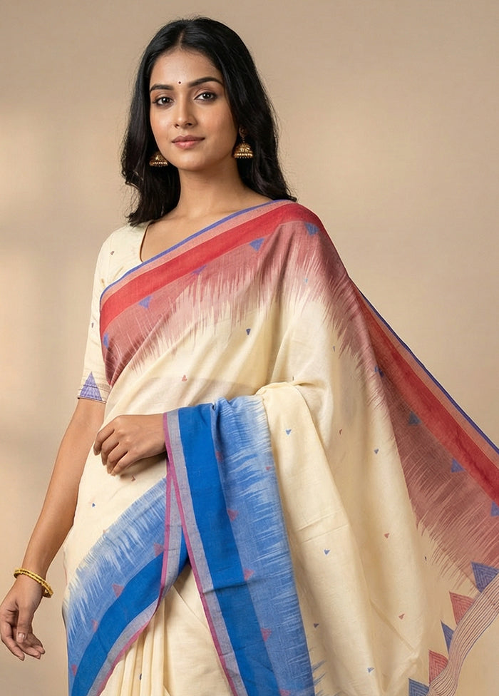White Matka Silk Saree With Blouse Piece