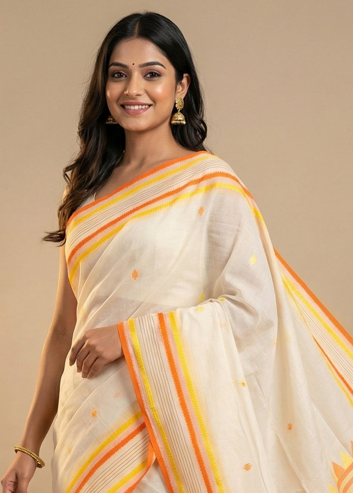 White Matka Silk Saree With Blouse Piece