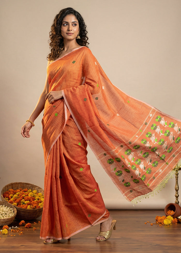 Brown Matka Silk Saree With Blouse Piece