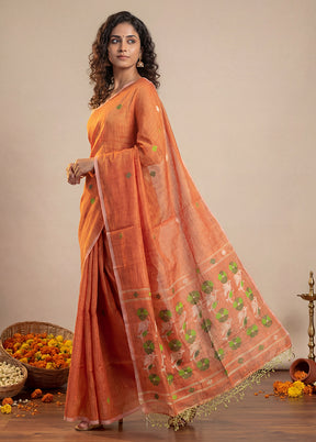 Brown Matka Silk Saree With Blouse Piece