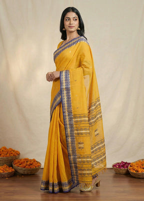 Yellow Matka Silk Saree With Blouse Piece