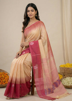 Pink Matka Silk Saree With Blouse Piece