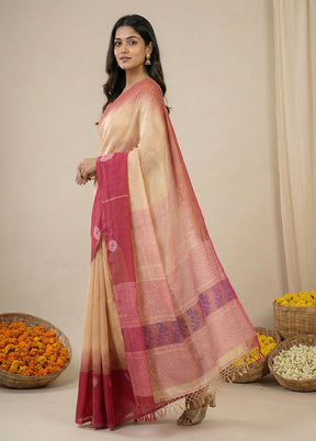 Pink Matka Silk Saree With Blouse Piece