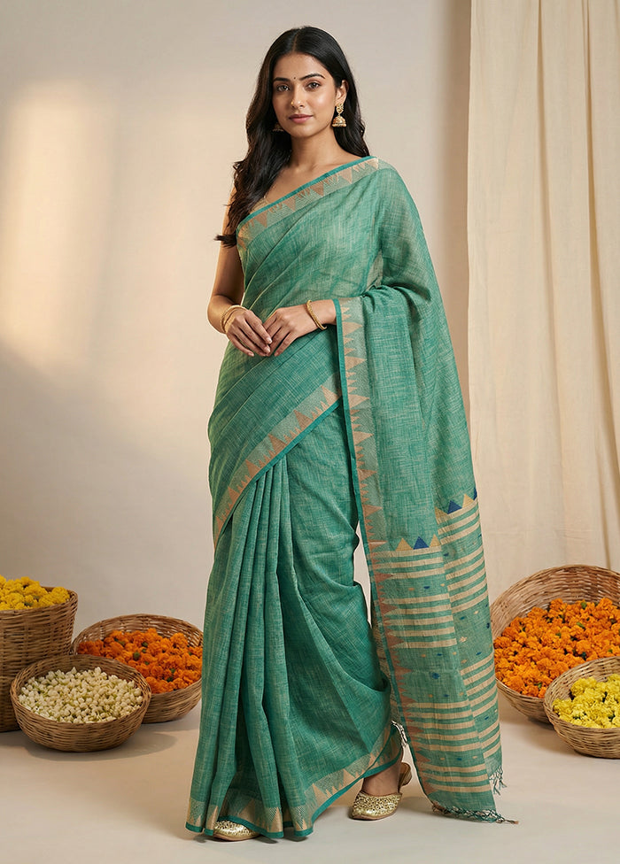 Green Matka Silk Saree With Blouse Piece