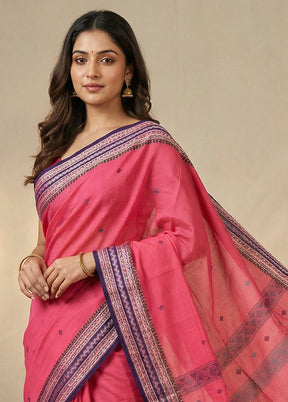Pink Matka Silk Saree With Blouse Piece
