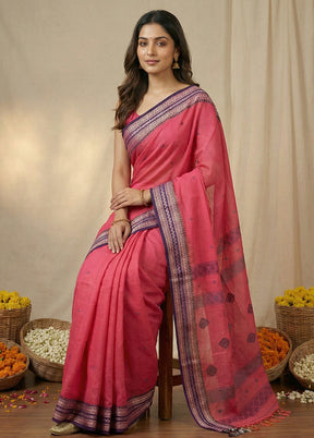 Pink Matka Silk Saree With Blouse Piece