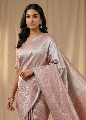 Grey Jamewar Silk Saree With Blouse Piece