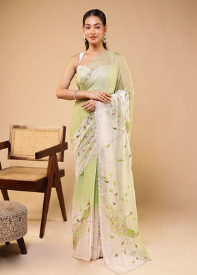 White Tissue Silk Saree With Blouse Piece
