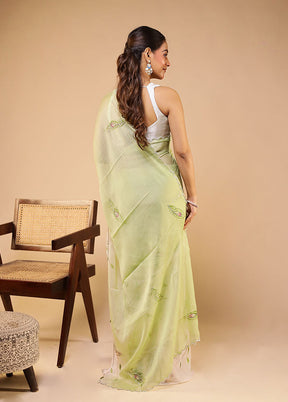 White Tissue Silk Saree With Blouse Piece