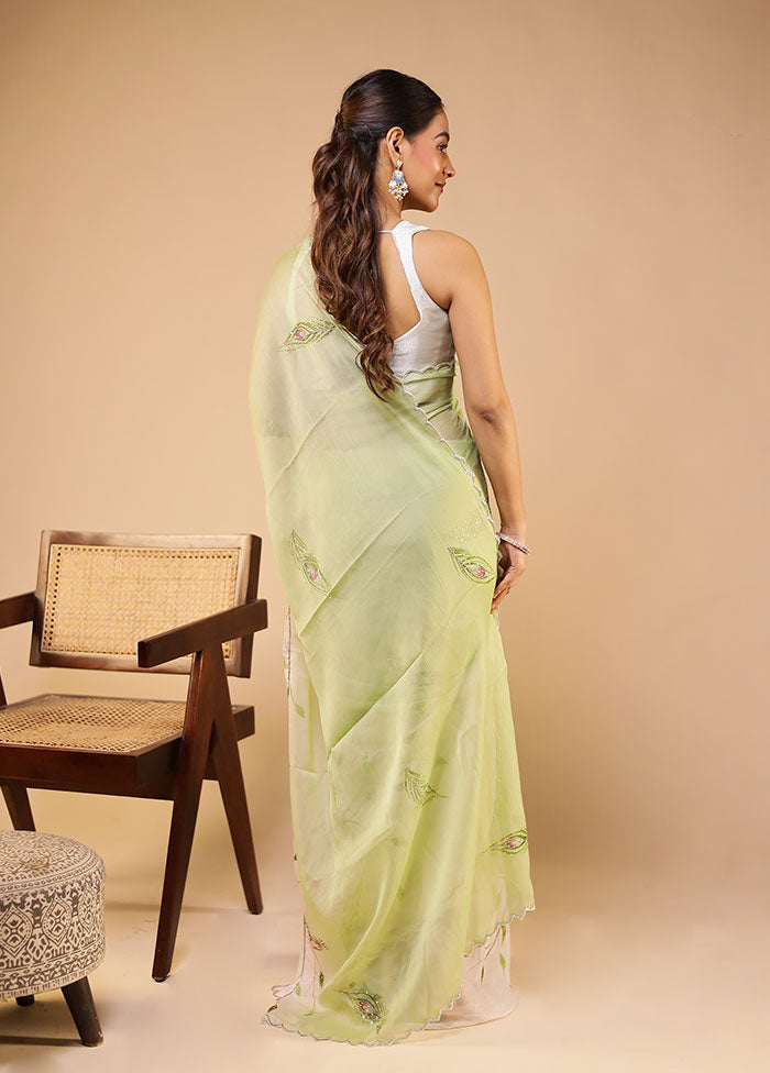 White Tissue Silk Saree With Blouse Piece