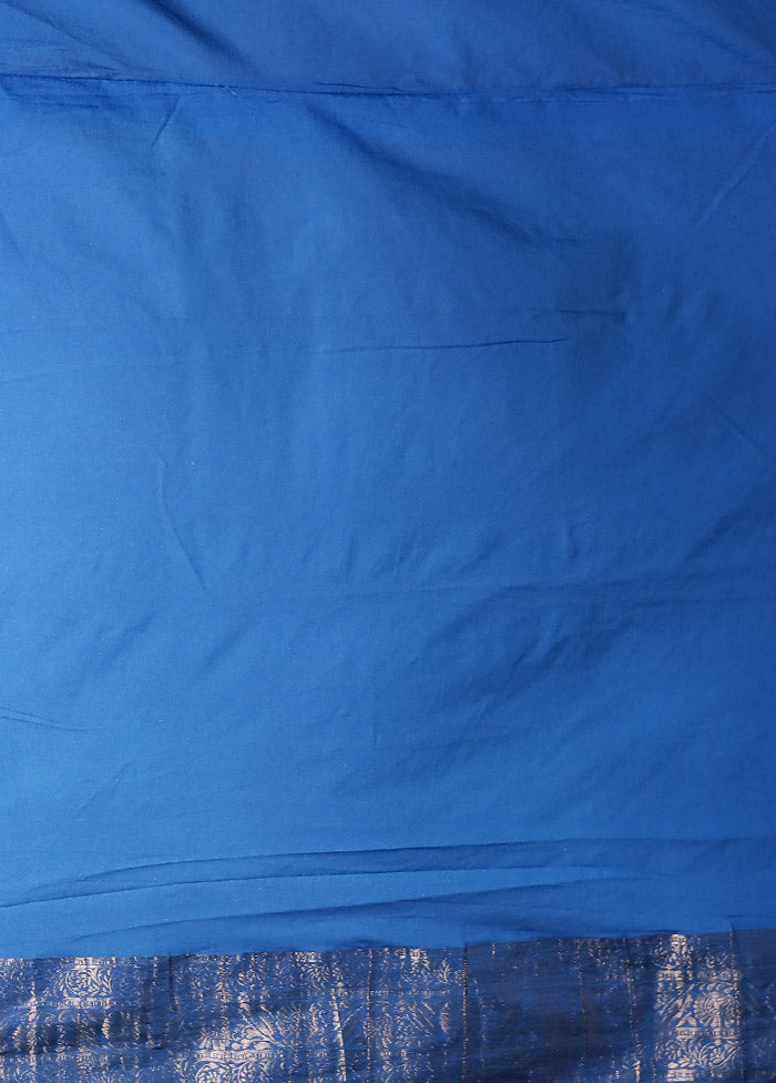 Blue Dupion Silk Saree With Blouse Piece